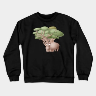 Cute hippo in safari Crewneck Sweatshirt